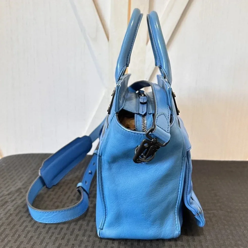 Rag & Bone Small Blue Leather Pilot Bag